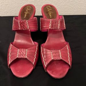 Cole Haan Slip In Heeled Hot Pink Leather Sandal 10B